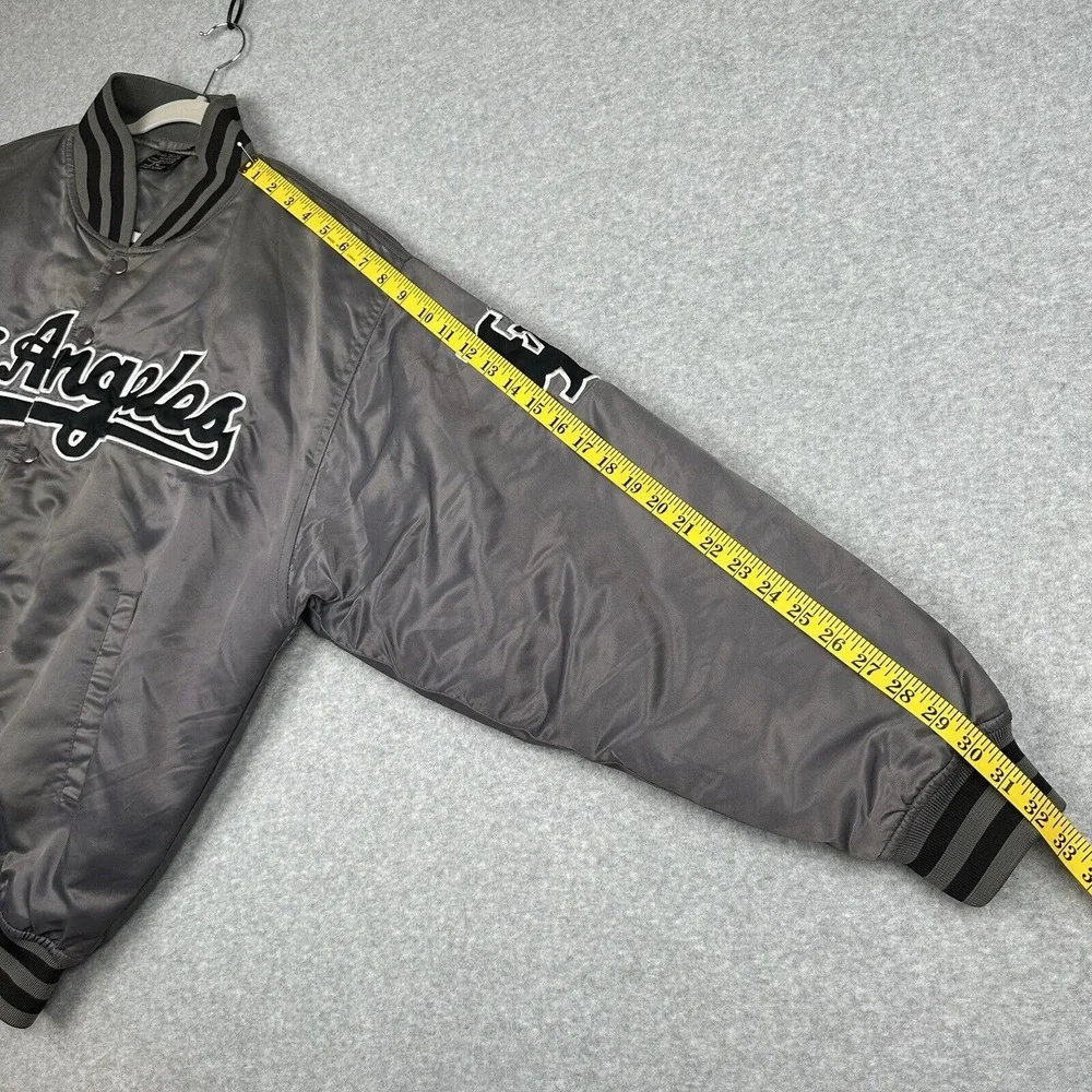 Pro Champ LOS ANGELES Satin Spirit Bomber Jacket Gray‎ XL Insulated Varsity